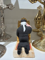 Praying Orthodox Priest in front of Virgin Mary and Jesus  Icon - Miniature Figurine