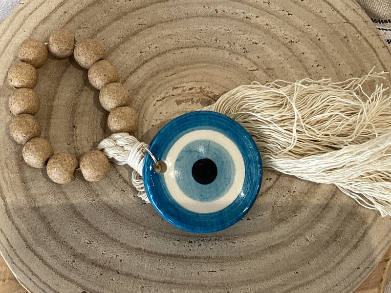 Evil eye ceramic wall decor- cream