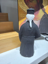 Standing Orthodox Priest Holding Saint Rafael and Saint Nicholas  Icon - Miniature Figurine