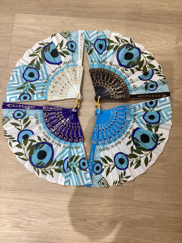 Greece Mati  with Olive branch Fan (Evil Eye) - Various