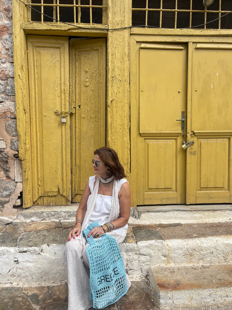 Greece Woven Bag - Cream or Sky Blue