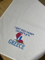 Greek Cotton Need to go Greece Tea Towel - Bougainvillea