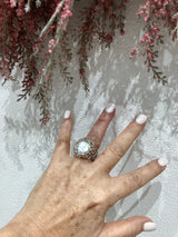 Greek Pearl Silver Crochet Ring by Hara Karamichali