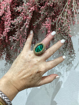 Greek Semi Precious Stone Gold Crochet Ring