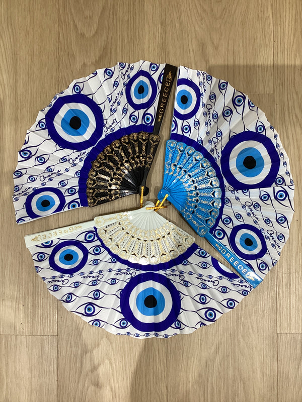 Greek Mati (Evil Eye) Fan - Various colours