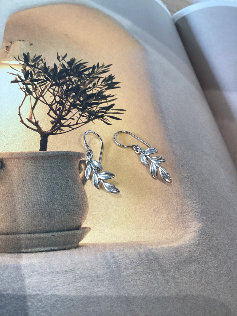 Olive Leaf 925 Sterling Silver Earrings