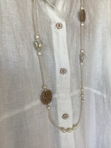 Greek Pearl Silver Crochet Necklace by Hara Karamichali