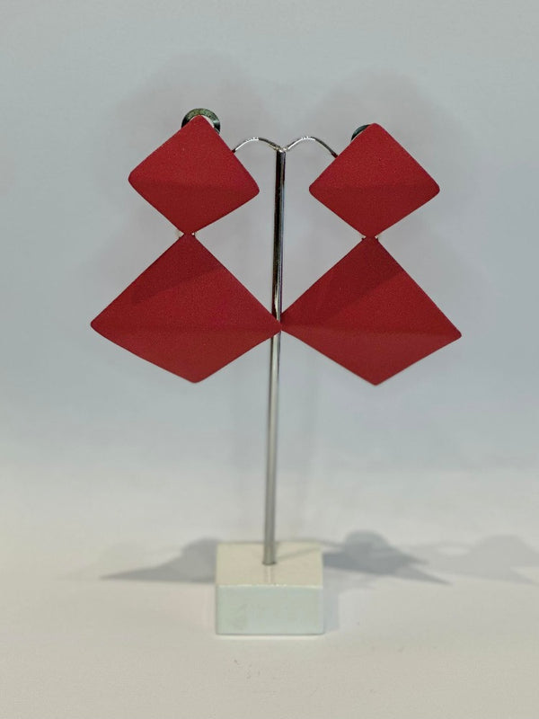 Greek Cargo red geometric statement earrings