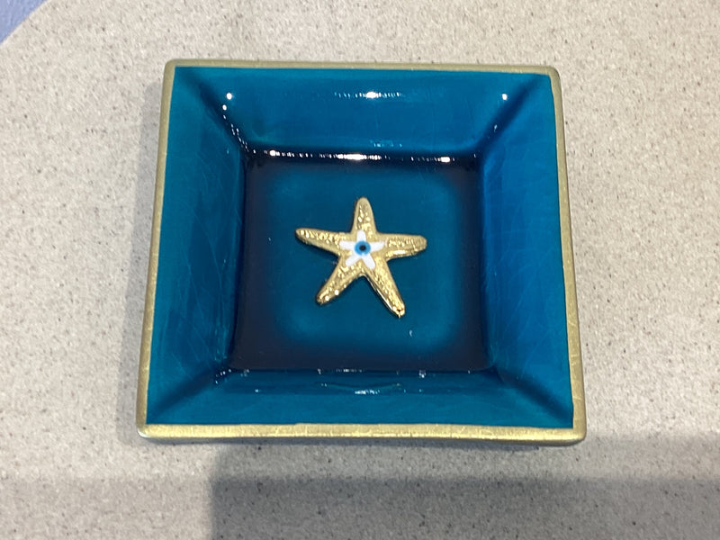 Starfish Blue Ceramic Plate