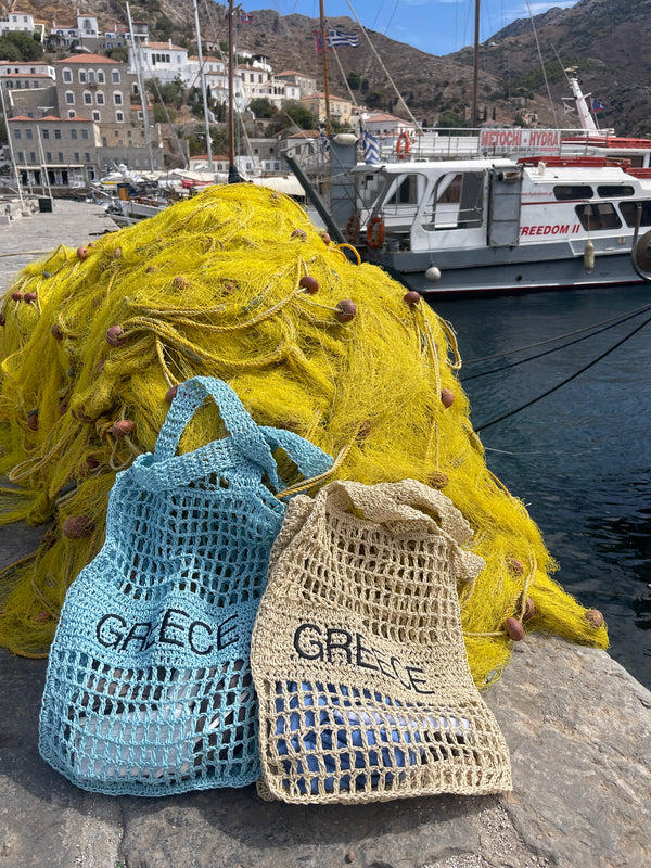 Greece Woven Bag - Cream or Sky Blue