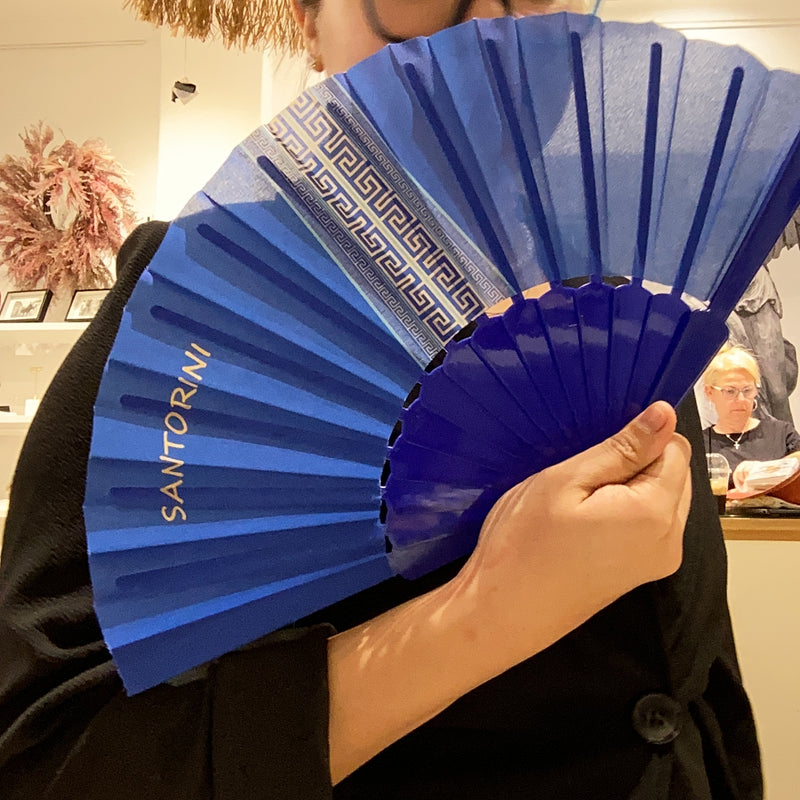 Greece Hand Fans -Santorini/ Key Pattern