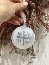 NIKA Hand Blown Glass Bauble - Silver