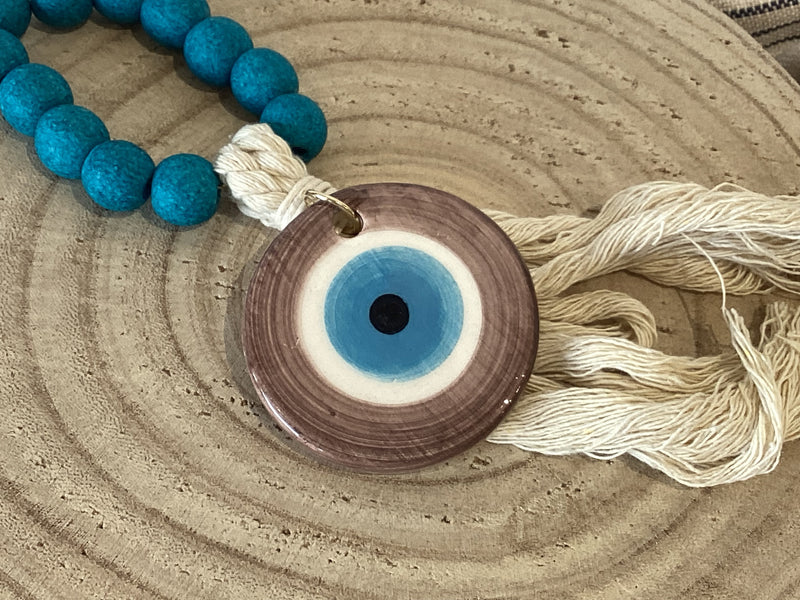 Evil eye ceramic wall decor- blue