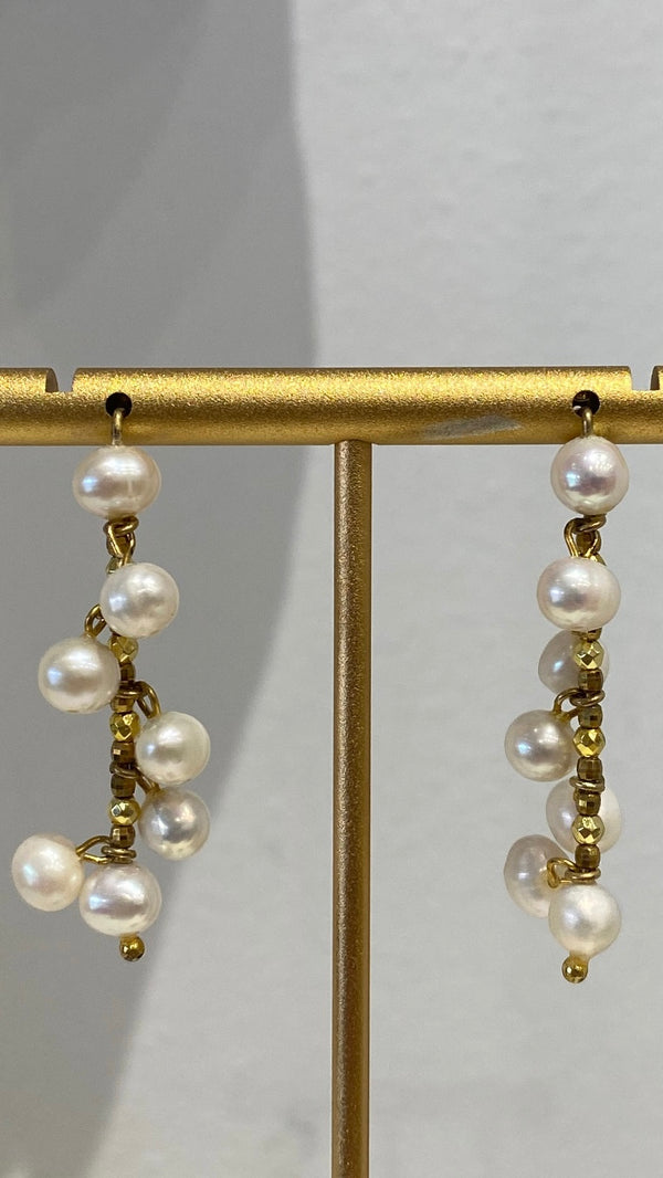 ΙΩΣΗΦΙΝΑ Designer Earrings - Sterling Silver, 18 Karat Gold Plated with Fresh Water Pearls