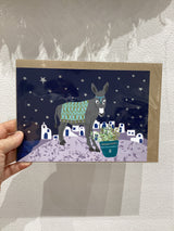 Greek Christmas postcard - Love the Greek Donkey