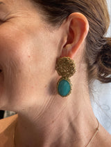 Hara Karamichali Gold & Green Turquoise Drop Earrings