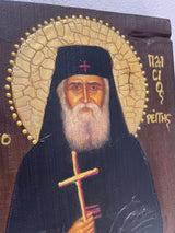 Large wooden icon of Άγιος Παΐσιος (Saint Paisios)