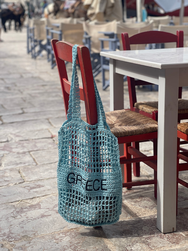 Greece Woven Bag - Cream or Sky Blue