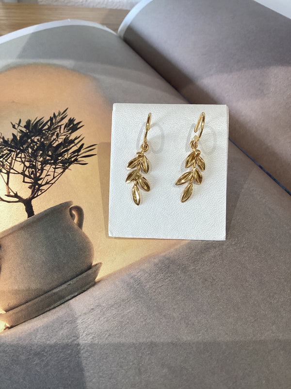 Olive Leaf Gold  Earrings