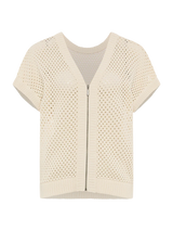 Two Way Zip Thru Knit - Oyster
