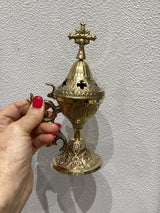 Thimiato - Large Traditional Ornate Orthodox - Polished Brass