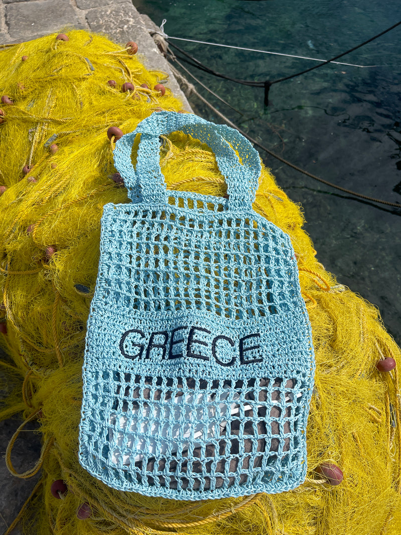 Greece Woven Bag - Cream or Sky Blue