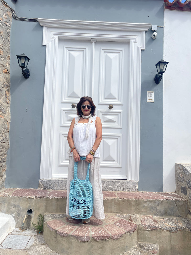 Greece Woven Bag - Cream or Sky Blue