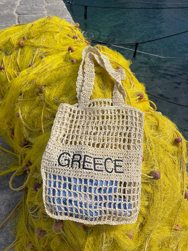 Greece Woven Bag - Cream or Sky Blue