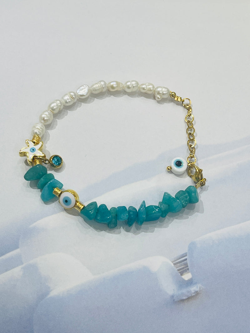 AGERI BRACELET - Turquoise With Fresh Water Pearls