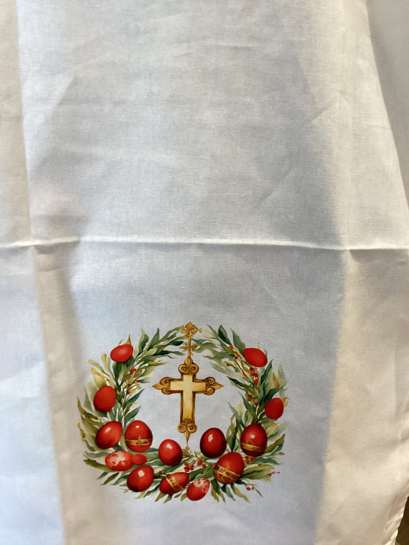 Easter tea towel - Easter red egg Wreath