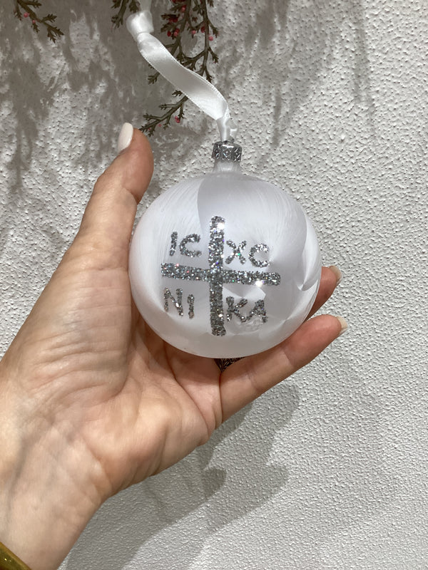 NIKA Hand Blown Glass Bauble - Silver