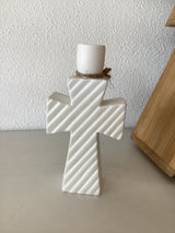 Ceramic White Cross Candle Holder