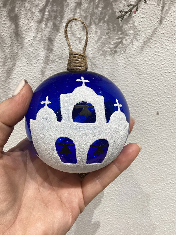 Hand Blown Glass Xmas Bauble Church bells (kabanario)