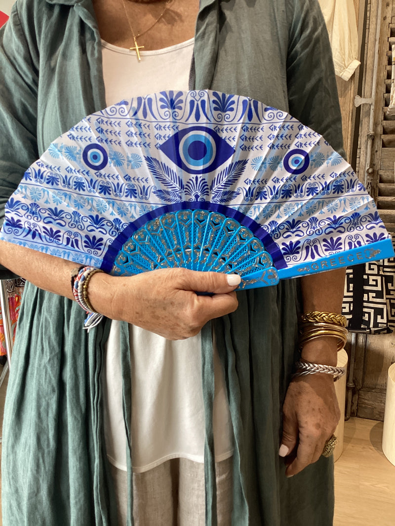 Greece Almond Mati Fan (Evil Eye) - Various