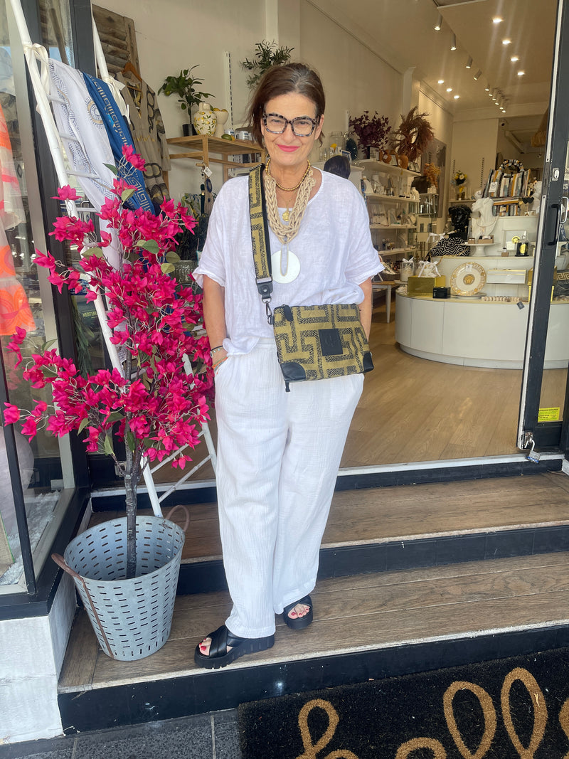 KIRKI #IV Handbag - Greek key - Gold and Black