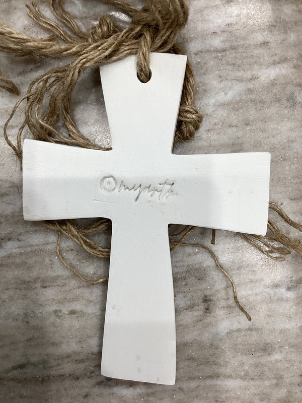 Green Handmade ceramic Cross with Rope