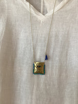 Greek Mati Gold Tagari necklace - Turquoise