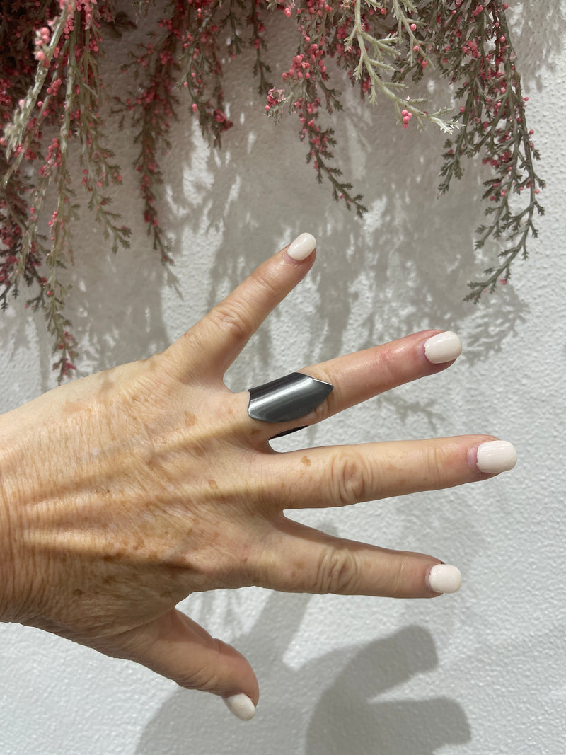 Brushed Gunmetal Point Ring by Katerina Vassou