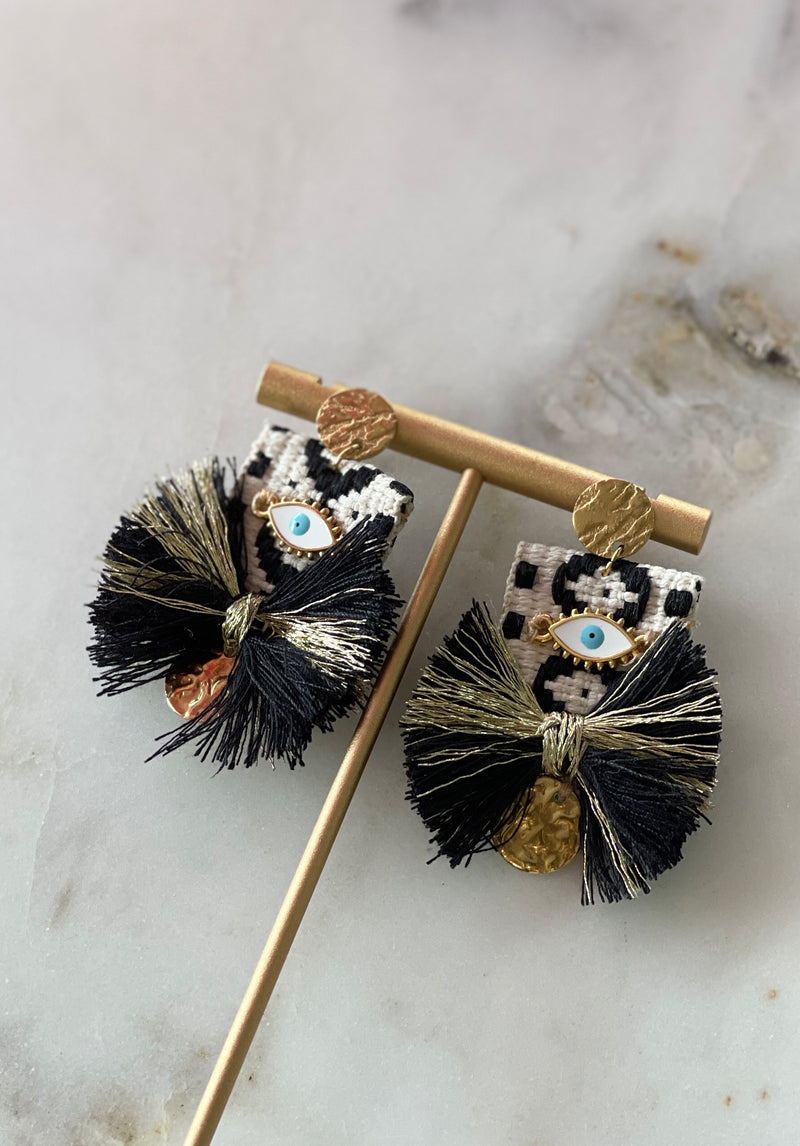 MYTHOS EARRINGS - Black White and Gold