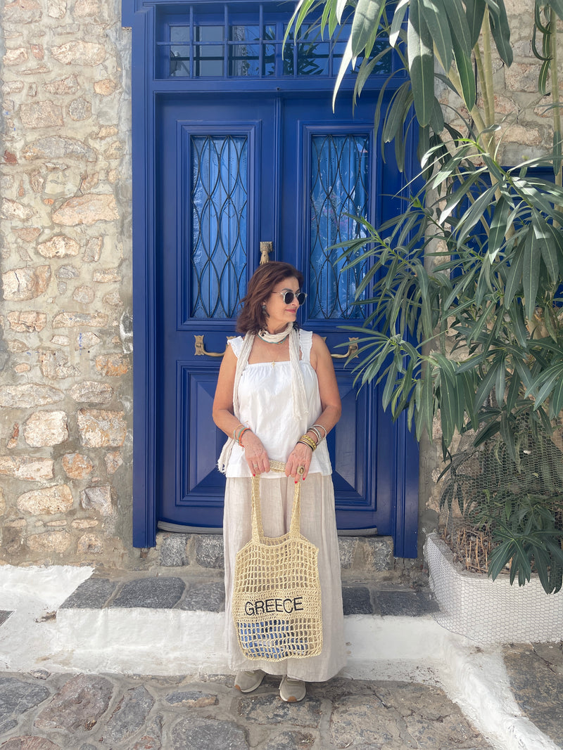 Greece Woven Bag - Cream or Sky Blue