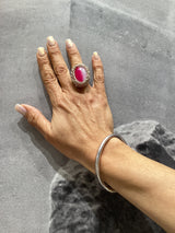 Hara Karamichali Pink Medium Stone Ring -Silver