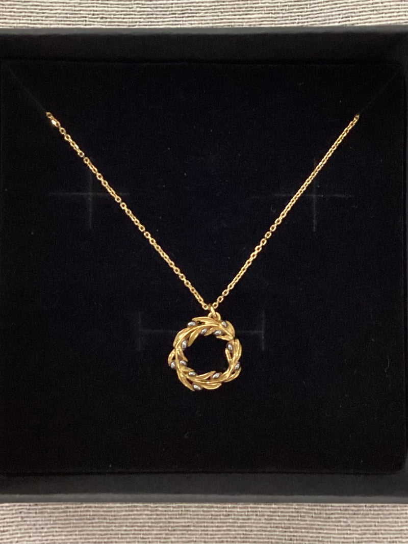 Sterling Silver Gold Olive Wreath Necklace