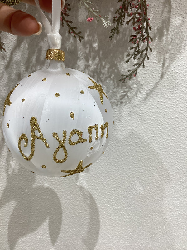 Αγάπη "Love" Agape Hand Blown Glass Xmas Bauble