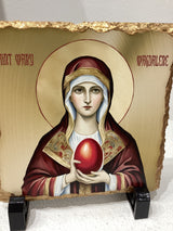 Slate Icon - Saint Mary Magdalene holding Red Egg