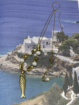 AMMOS NECKLACE - Gold Fish With Fresh Water Pearls