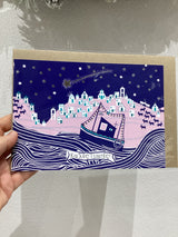 Greek Christmas postcard - Greek Island Boat