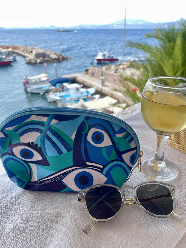 Greek Summer Small Pouch - Evil Eye Design
