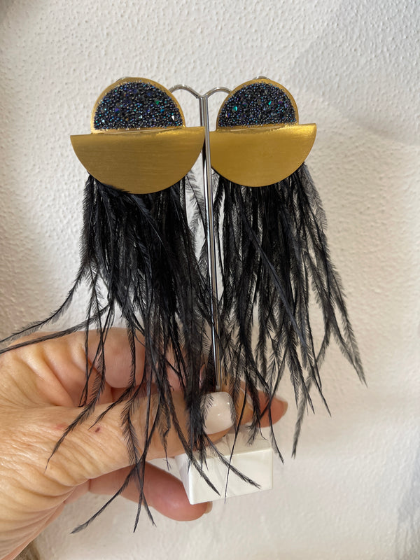 Katerina Vassou- Black Feathers - Earrings