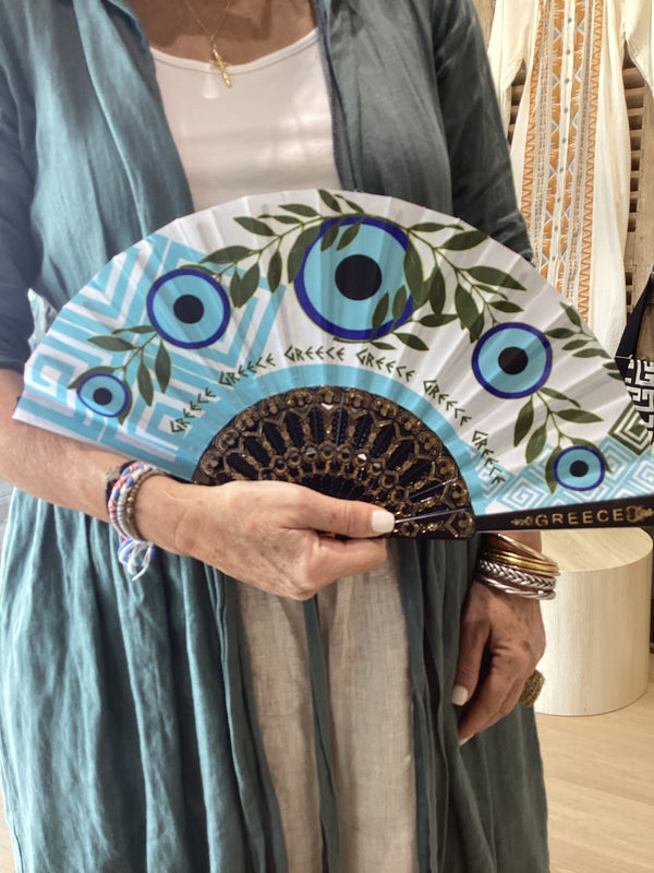 Greece Mati  with Olive branch Fan (Evil Eye) - Various