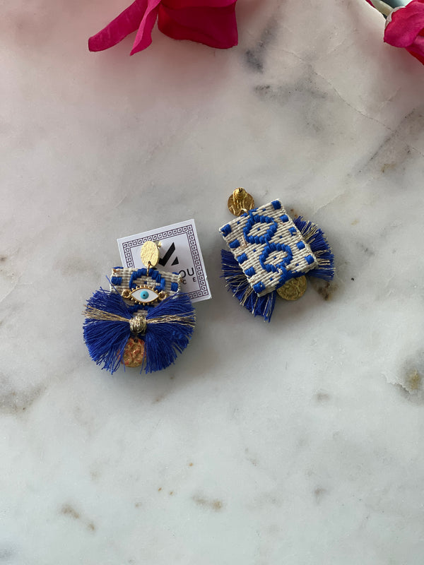 AGERI EARRINGS - Blue And White
